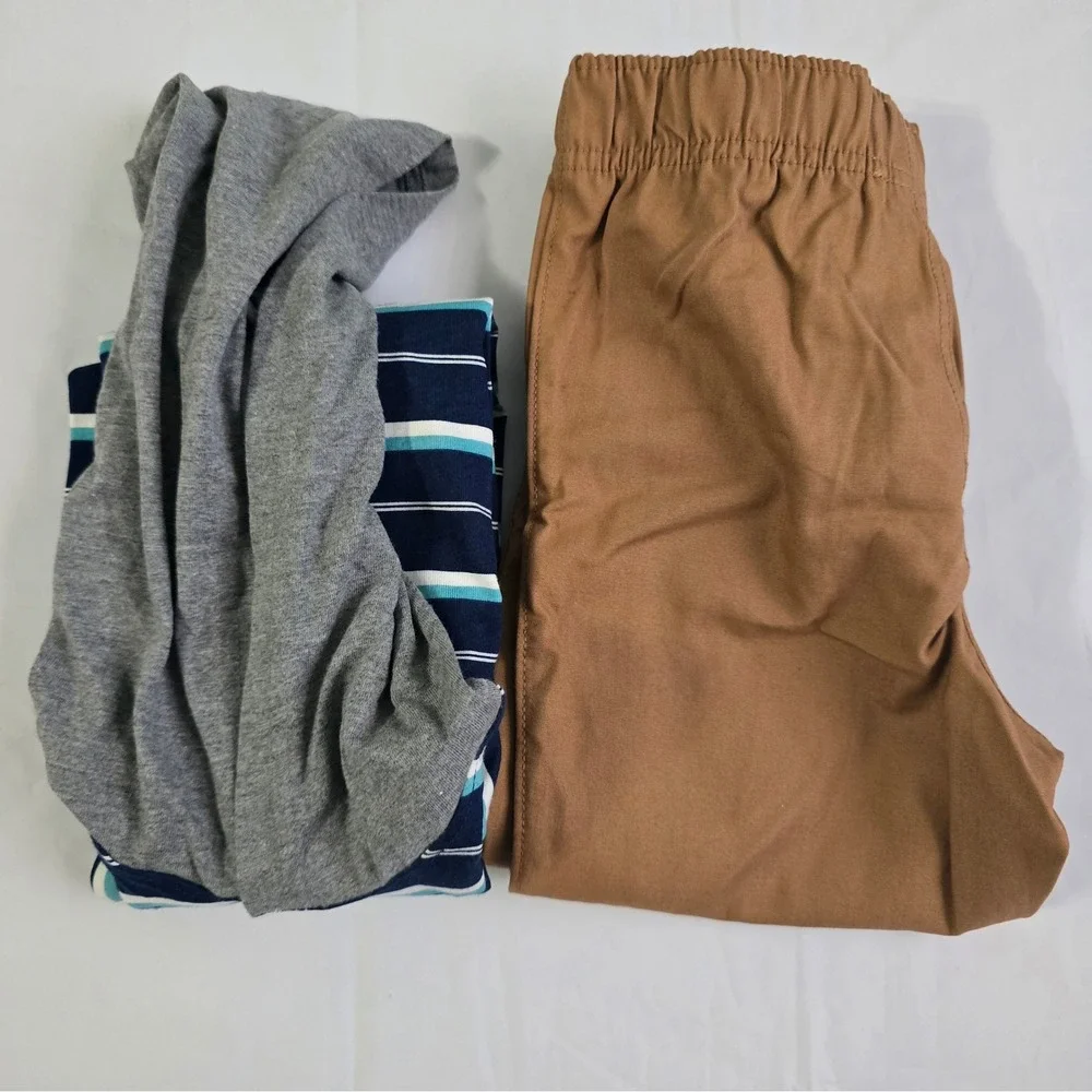 Carters Boys 3T 2pc Outfit Set Striped Hooded Henley and Brown Jogger Pants NEW